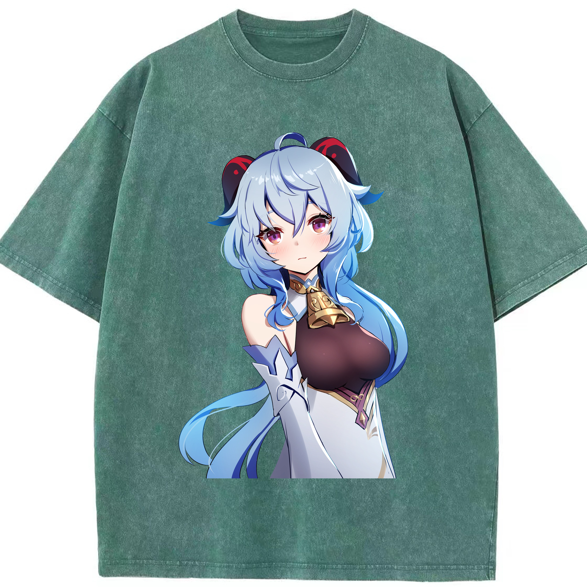 げんし神 甘雨 かんう genshin Ganyu 綿100% ヴィンテージ風 半袖Tシャツ（フロントプリント）
